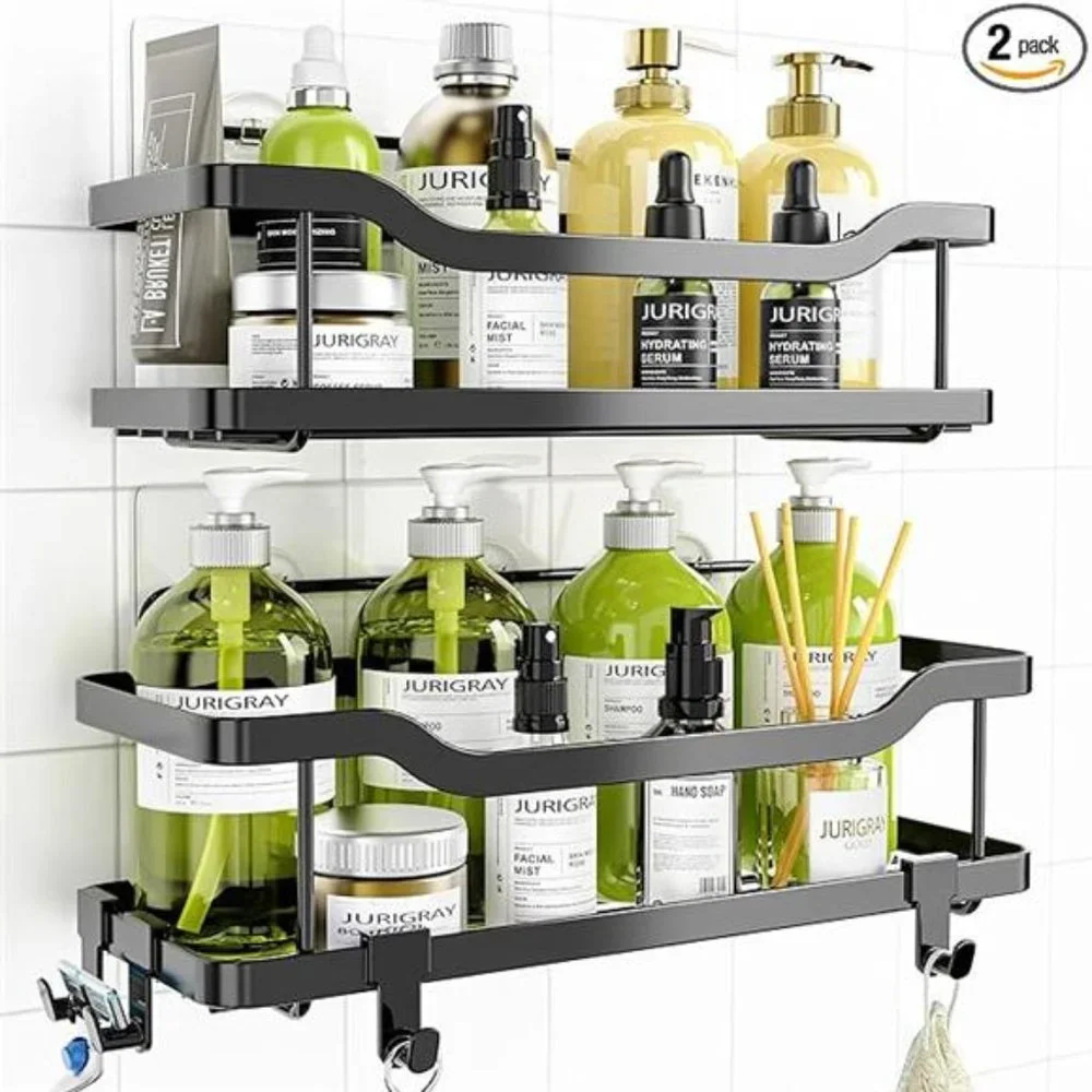 2-Pack Adhesive Shower Organizer, No Drilling Rustproof Stainless Steel